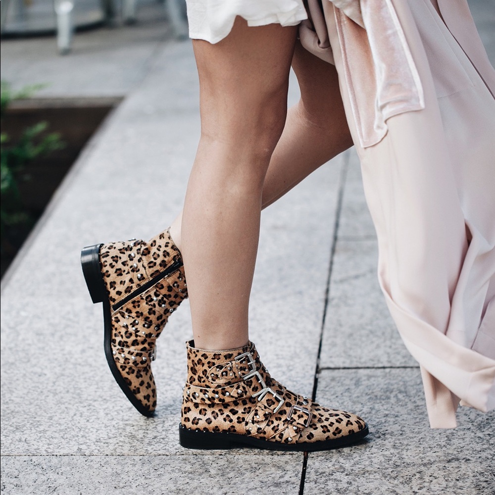 TopShop Amelia leopard print buckle ankle boots